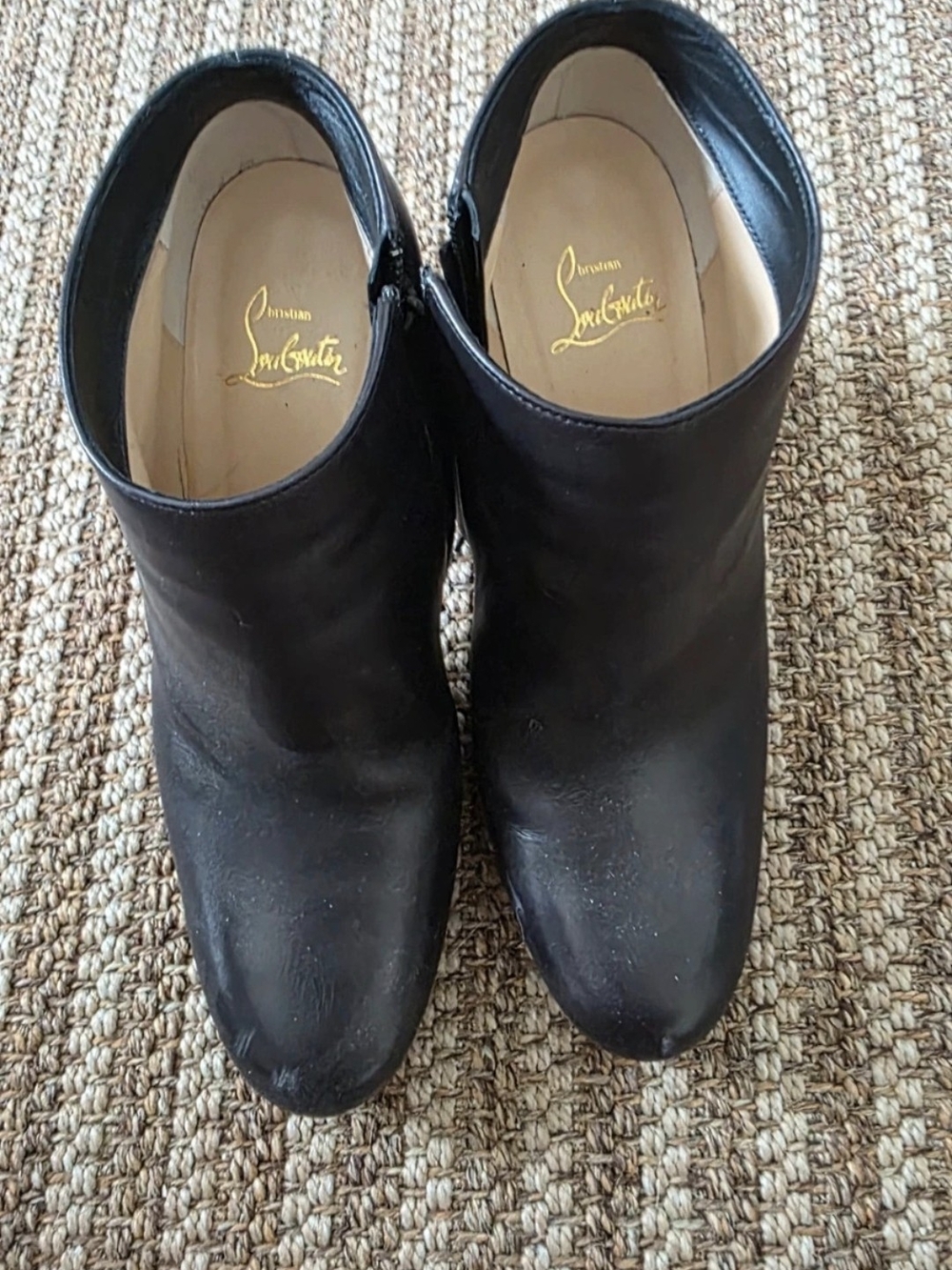 Christian Louboutin Black Leather Ankle Booties